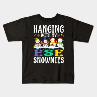 Hanging With My Ese Snowmies Teacher Christmas Kids T-Shirt